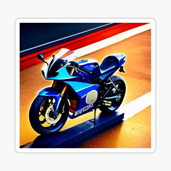 Vintage Blue MotoGP Racing Sportbike Poster Sticker
