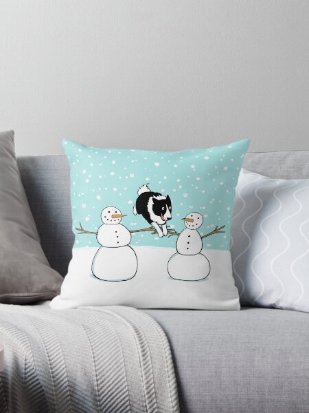 Item preview, Winter Fun Border Collie with Snowmen | Cute Dog Holiday designed and sold by Jenn Inashvili.