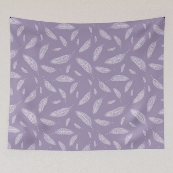 Item preview, Feathers white violet drawn pattern designed and sold by WeArePear.