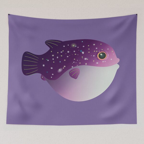 Item preview, puffer fish blow fish purple galaxy cute pufferfish designed and sold by MiraNomegusta.