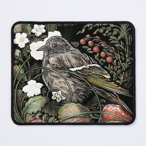 Item preview, Pine Siskin in a Strawberry Patch designed and sold by Ty Meier.