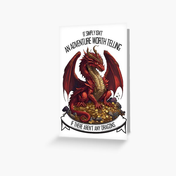 Vista previa del artículo con la obra «Simplemente no vale la pena contar una aventura si no hay dragones - Dragón Rojo - Fantasía», diseñado y vendido por Fenay Designs.