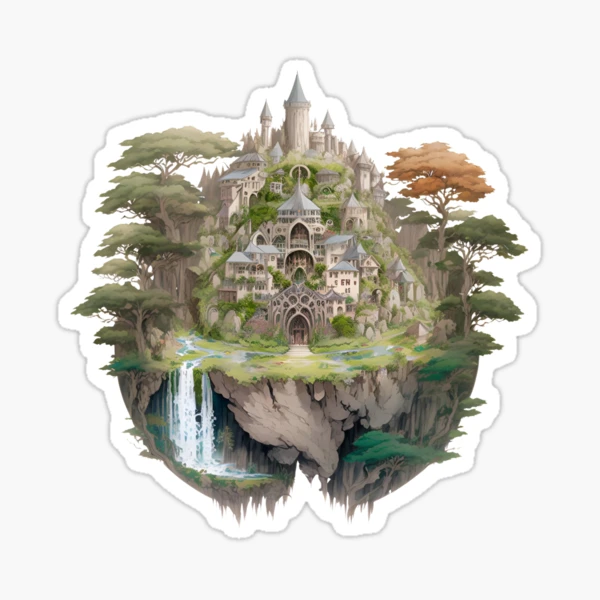 The Last Homely House - Waterfall - Fantasy - Lord Of The Rings - Sticker