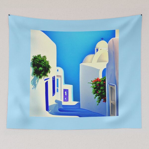 Item preview, Santorini Street 2 - Throw Pillows and Prints.  designed and sold by ScatterHub.