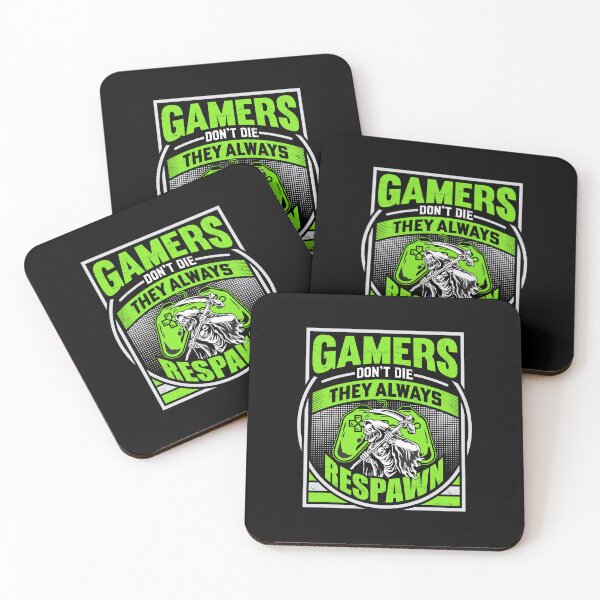 Item preview, Gamers Don't Die They Respawn Grim Reaper Lime designed and sold by RockBeeDesigns.