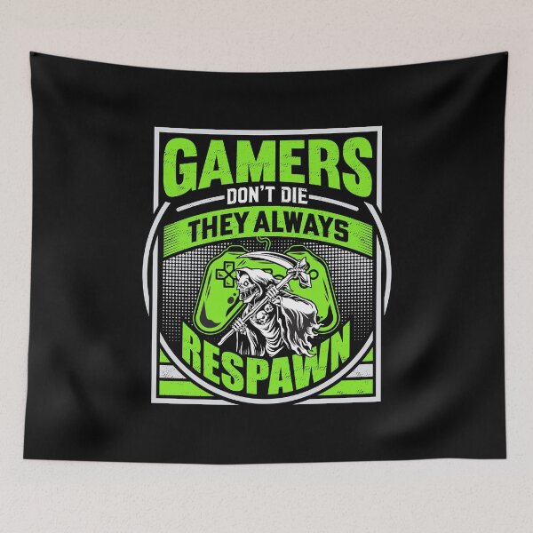 Item preview, Gamers Don't Die They Respawn Grim Reaper Lime designed and sold by RockBeeDesigns.