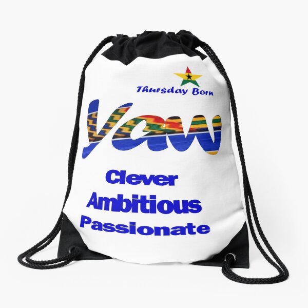 "Thursday Born Ghanaian Male Name 'Yaw' in blue" Drawstring Bag for