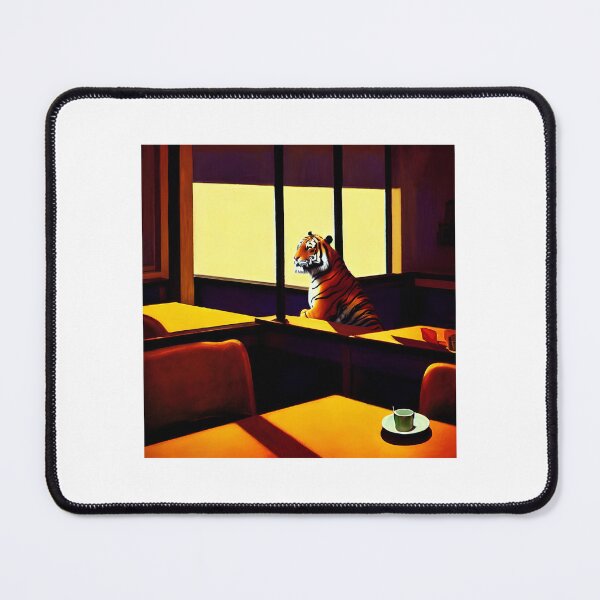 Item preview, Tiger at All-Nite Diner (Edward Hopper style) designed and sold by gwoemul.