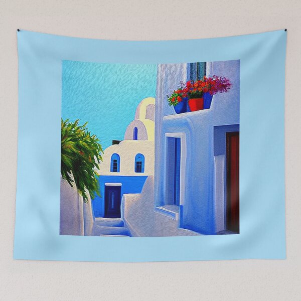 Item preview, Santorini Street 3 - Throw Pillows and Prints.  designed and sold by ScatterHub.