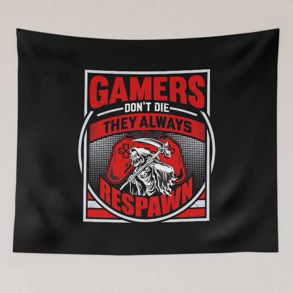 Item preview, Gamers Don't Die They Respawn Grim Reaper Red designed and sold by RockBeeDesigns.