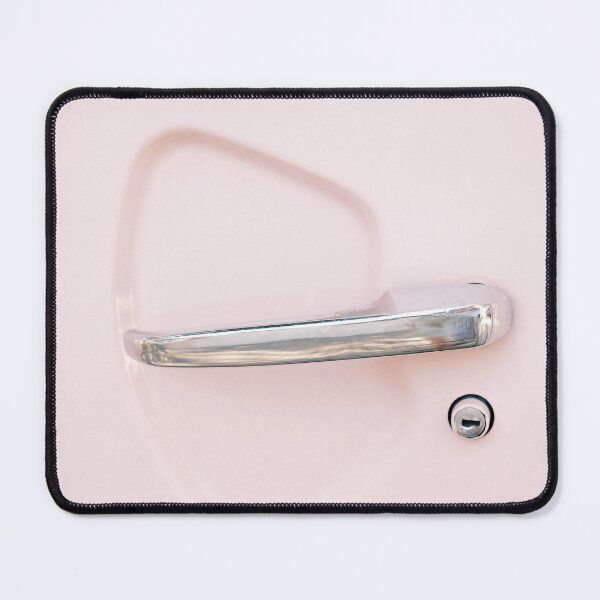 Item preview, A close-up of a door handle on a pink hippie van // Ibiza Travel Photography designed and sold by Diana van Neck.