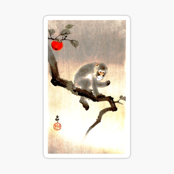 Item preview, Vintage Japanese Print of Monkey in cockatoo (1900 - 1930) by Ohara Koson. designed and sold by Artomobiles.