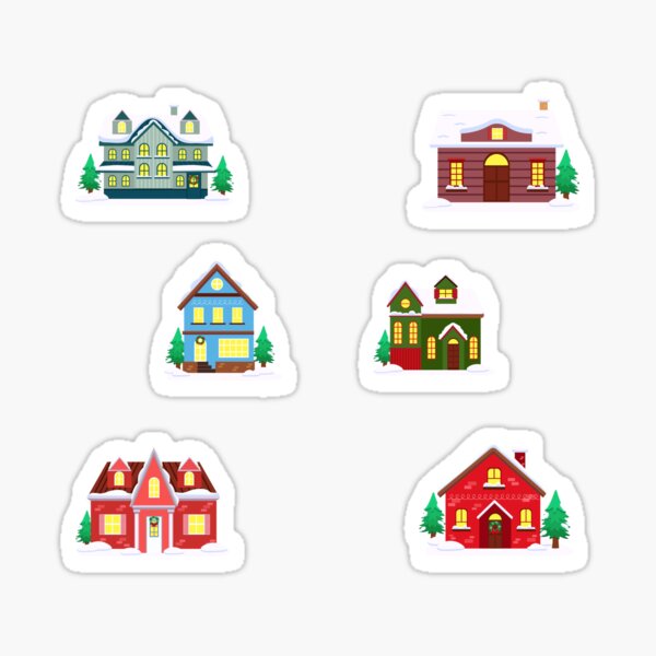 "Christmas House Sticker Set" Sticker for Sale by Redbubble