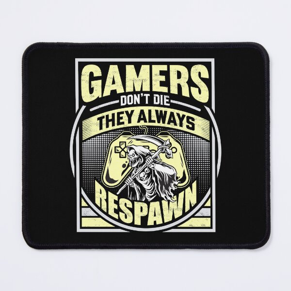 Item preview, Gamers Don't Die They Respawn Grim Reaper Yellow designed and sold by RockBeeDesigns.