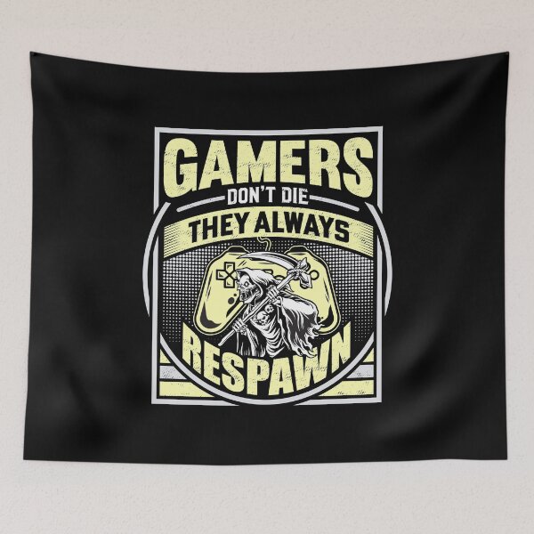 Item preview, Gamers Don't Die They Respawn Grim Reaper Yellow designed and sold by RockBeeDesigns.