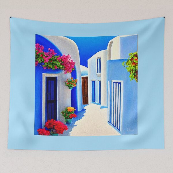 Item preview, Santorini Street 4 - Throw Pillows and Prints.  designed and sold by ScatterHub.
