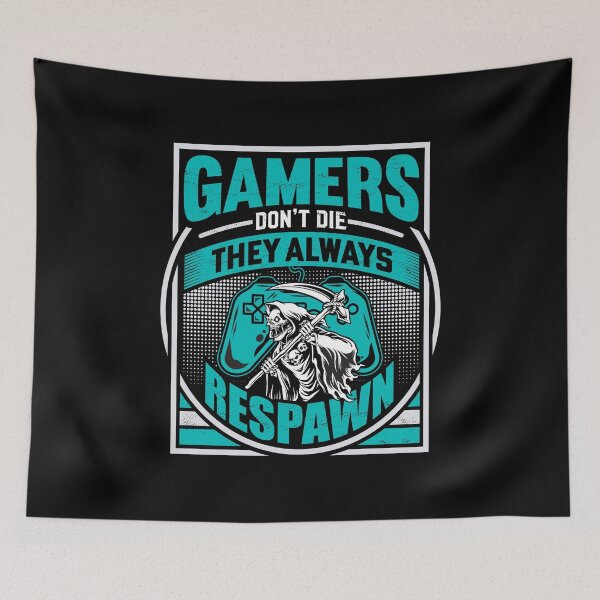 Item preview, Gamers Don't Die They Respawn Grim Reaper Blue designed and sold by RockBeeDesigns.