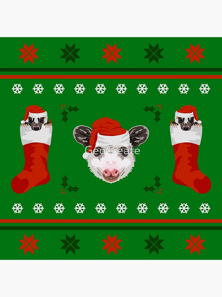 Ugly Christmas Sweater Opossum Skunk Poster for Sale by GeoCreate Redbubble