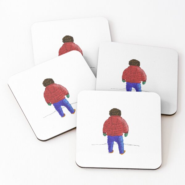 Item preview, Child in down jacket (red, black outlines, white background) designed and sold by MentaLee.