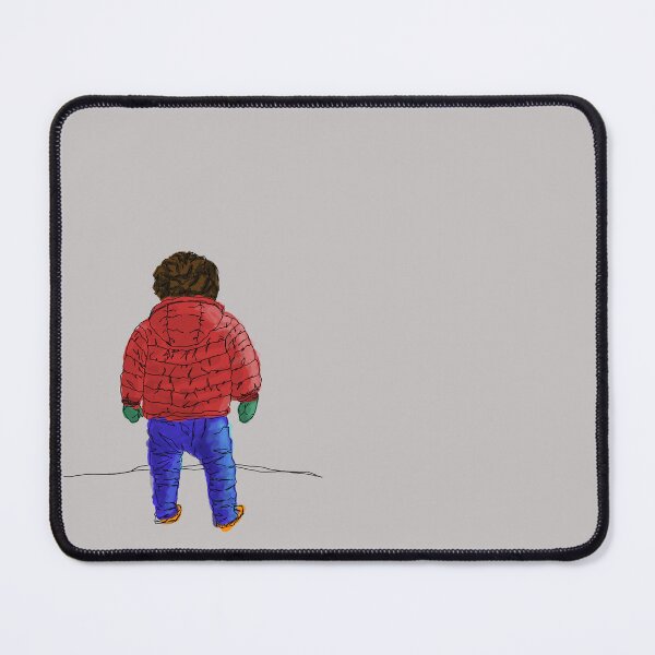 Item preview, Child in down jacket (red, black outlines, gray background) designed and sold by MentaLee.
