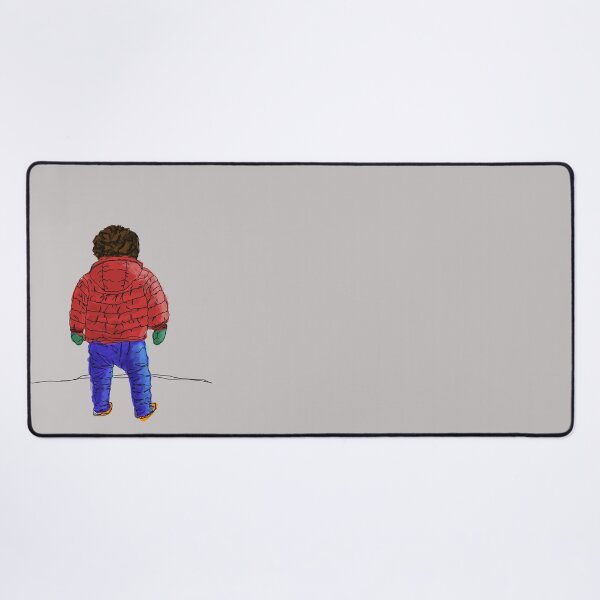 Item preview, Child in down jacket (red, black outlines, gray background) designed and sold by MentaLee.