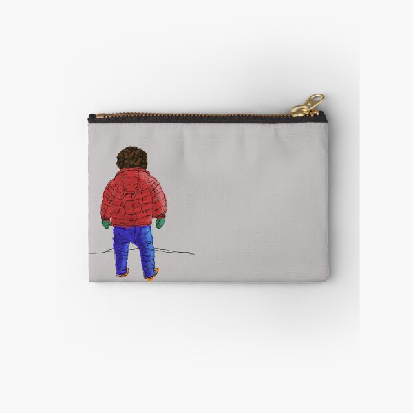 Item preview, Child in down jacket (red, black outlines, gray background) designed and sold by MentaLee.