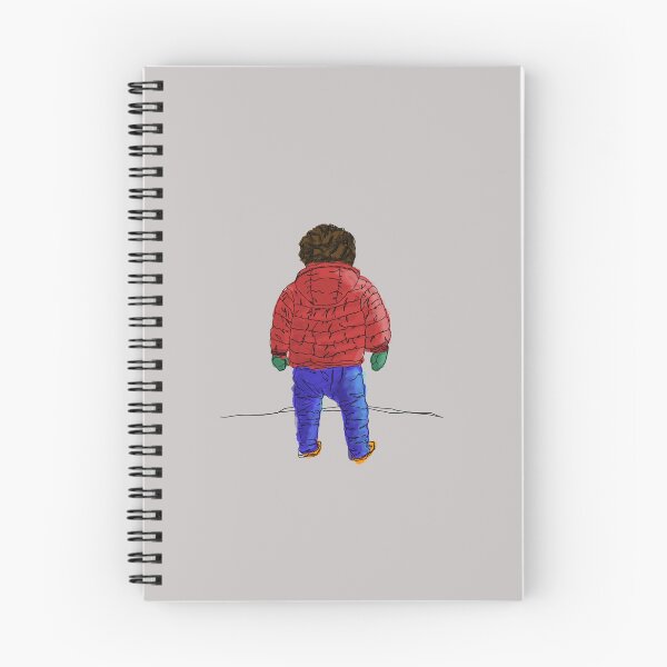 Item preview, Child in down jacket (red, black outlines, gray background) designed and sold by MentaLee.