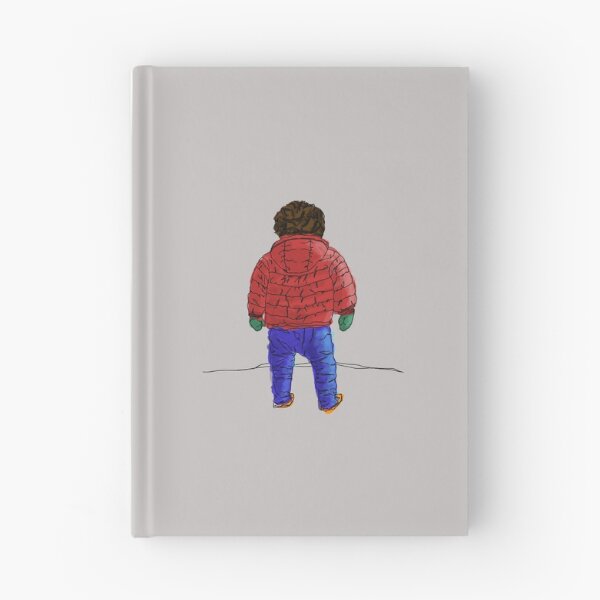 Item preview, Child in down jacket (red, black outlines, gray background) designed and sold by MentaLee.
