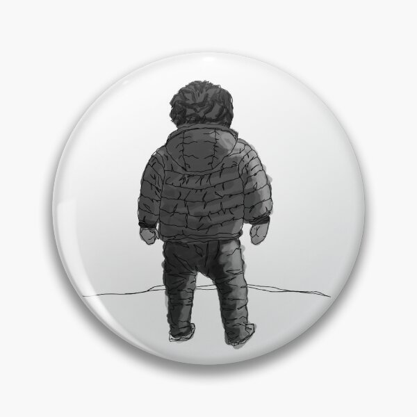 Item preview, Child in down jacket (grey black white, black outlines, white background) designed and sold by MentaLee.