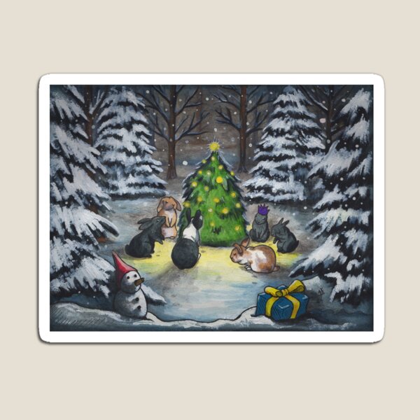 Yule Greeting Bunnies Magnet