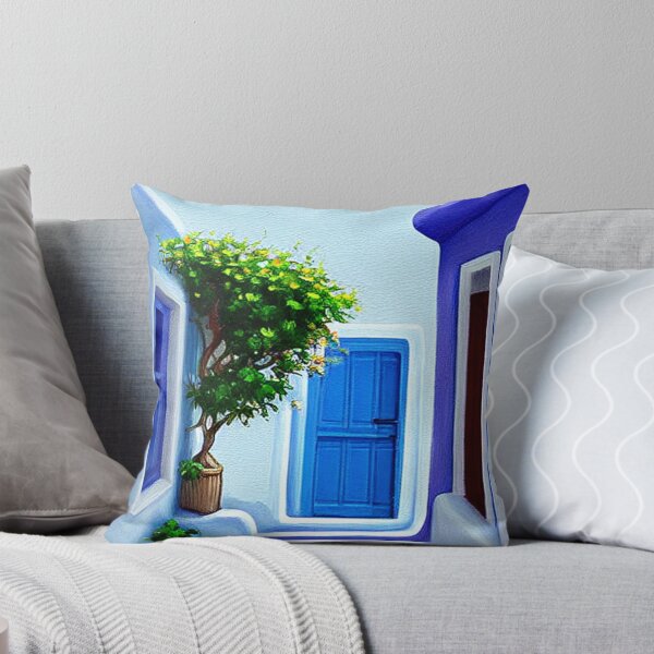 Item preview, Santorini Street 5 - Throw Pillows and Prints.  designed and sold by ScatterHub.