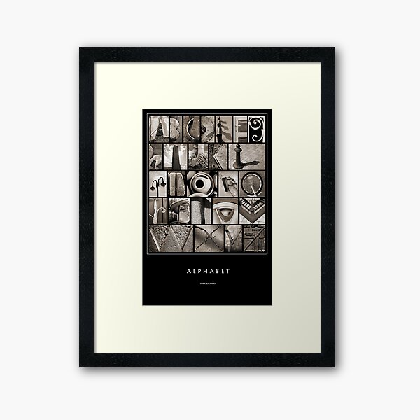 Alphabet Monochrome Poster Framed Art Print
