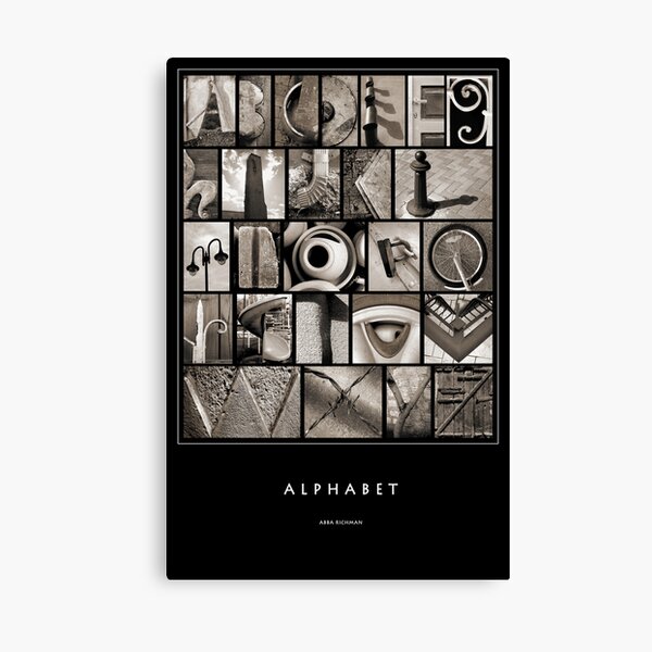 Alphabet Monochrome Poster Canvas Print