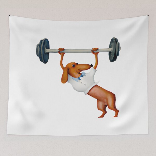 Item preview, Funny dachshund, cute dachshund, funny dog owner gift, cute weight-lifting doxie, cute wiener dog, funny sausage dog designed and sold by Artsareus.