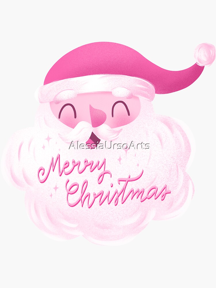 Retro vintage pink santa claus (Merry christmas)' Sticker