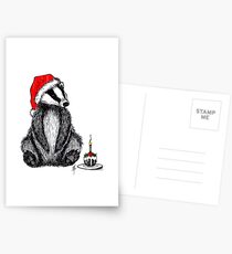 Christmas pudding badger Postcards