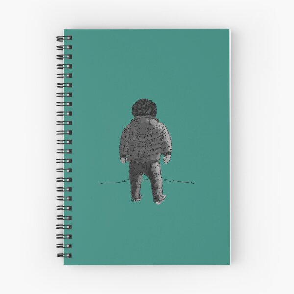 Item preview, Child in down jacket (grey black white, black outlines, green background) designed and sold by MentaLee.