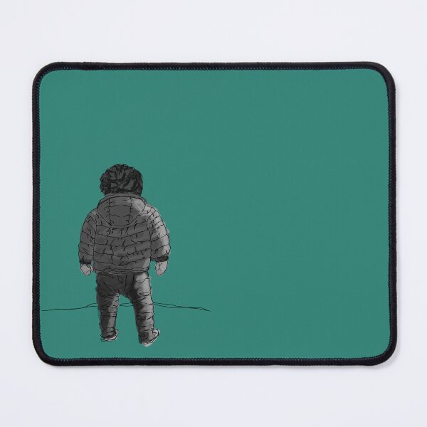 Item preview, Child in down jacket (grey black white, black outlines, green background) designed and sold by MentaLee.