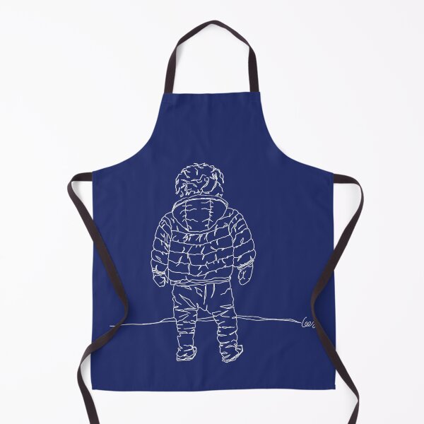 Item preview, Child in down jacket (white outlines, blue background) designed and sold by MentaLee.