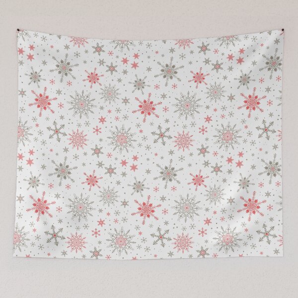 Item preview, Beige and Red Snowflakes Christmas Pattern designed and sold by AgnieshkaSiwek.