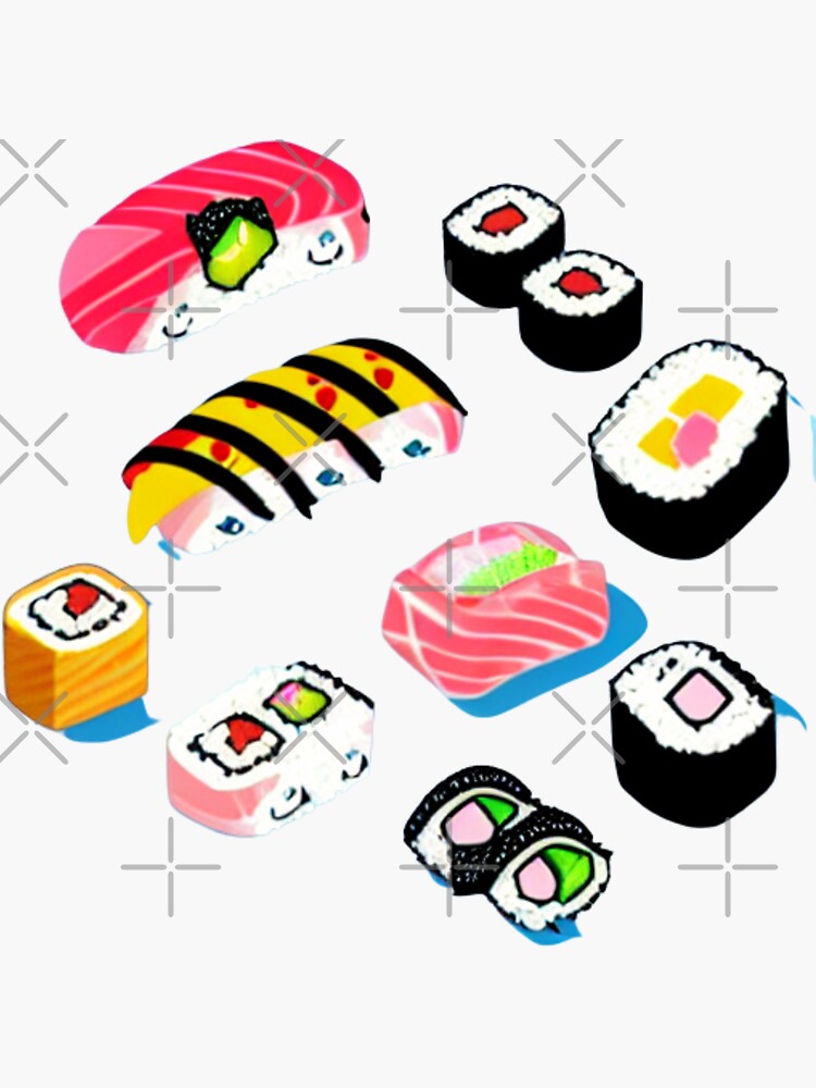 Kawaii Sushi Pack Sticker For Sale By Yogires Redbubble