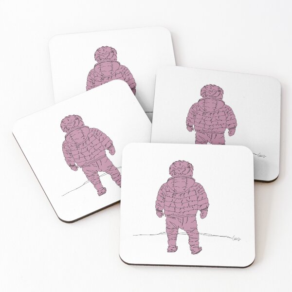 Item preview, Child in down jacket (pink, black outlines) designed and sold by MentaLee.