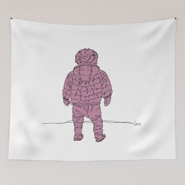 Item preview, Child in down jacket (pink, black outlines) designed and sold by MentaLee.