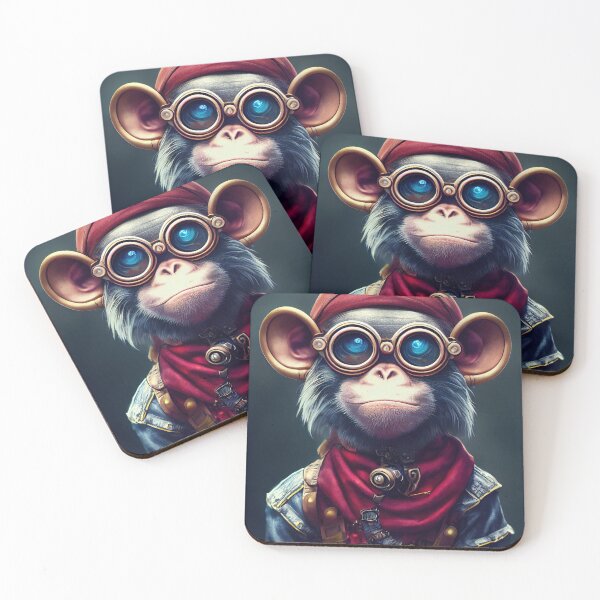 Item preview, Cyberpunk monkey pirate designed and sold by MimozaStudio.