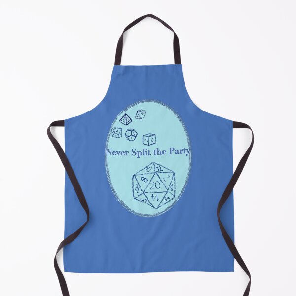 Item preview, Never Split the Party Blue Text on Blue Badge - TTRPG designed and sold by jolabrese.