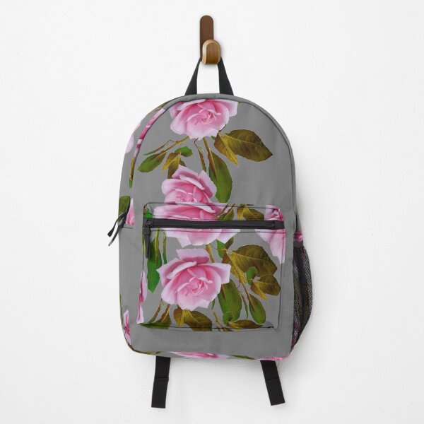 Item preview, PINK GARDEN ROSE TRAILING LEAVES DESIGN GREY ART  designed and sold by sharlesart.