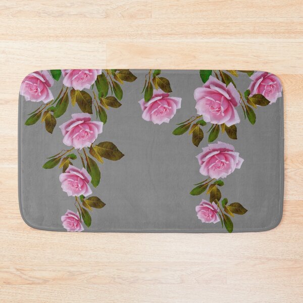 Item preview, PINK GARDEN ROSE TRAILING LEAVES DESIGN GREY ART  designed and sold by sharlesart.