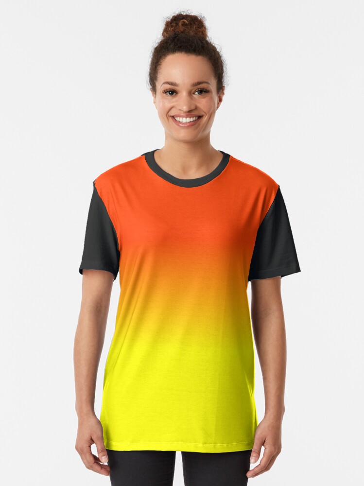 "Neon Yellow and Neon Orange Ombré Shade Color Fade" Tshirt by
