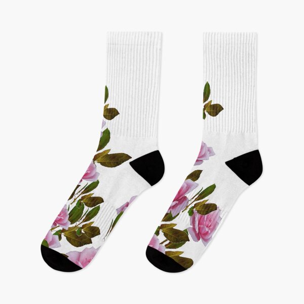 Item preview, PINK GARDEN ROSES TRAILING LEAF DESIGNWHITE  ART designed and sold by sharlesart.