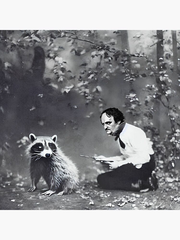 "Edgar Allan Poe & Foamy the Raccoon" Sticker for Sale by gwoemul Redbubble